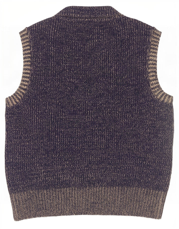 Suéter cardigã gráfico masculino vintage médio azul marinho