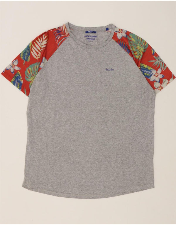 Camiseta masculina Jack & Jones Regular Fit Top XL Cinza Floral Algodão