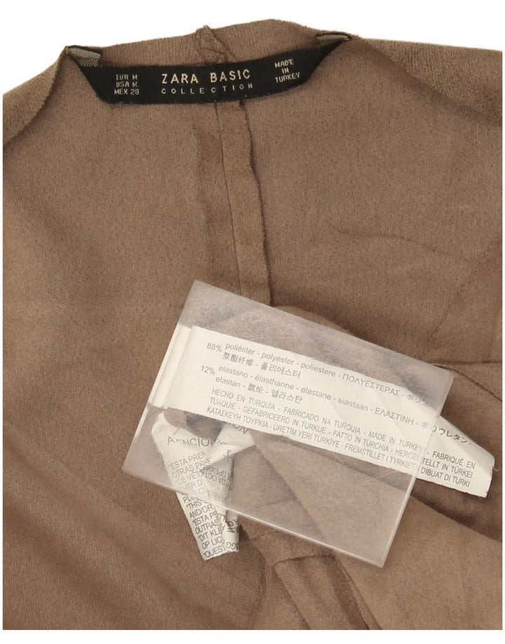 Cardigan feminino Zara manga 3/4 UK 14 poliéster bege médio