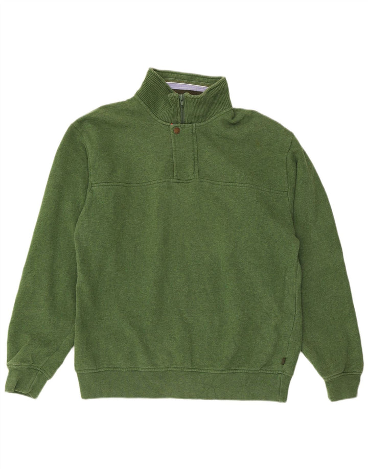Suéter masculino Orvis com zíper 1/4 de ajuste regular, moletom verde médio de algodão
