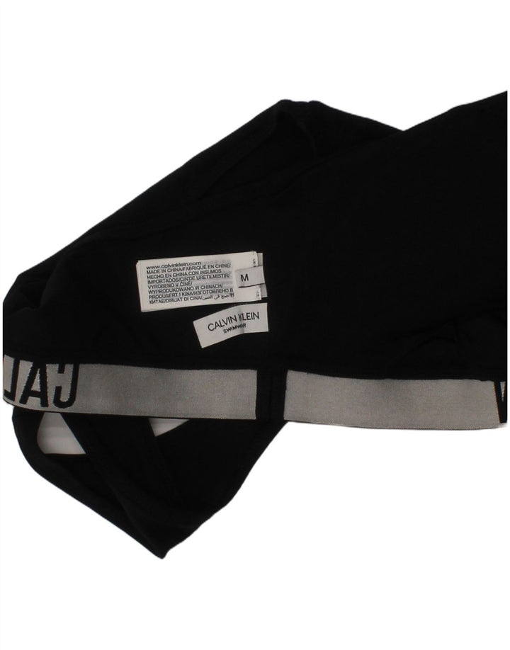 Sutiã esportivo gráfico feminino Calvin Klein Top médio preto poliamida