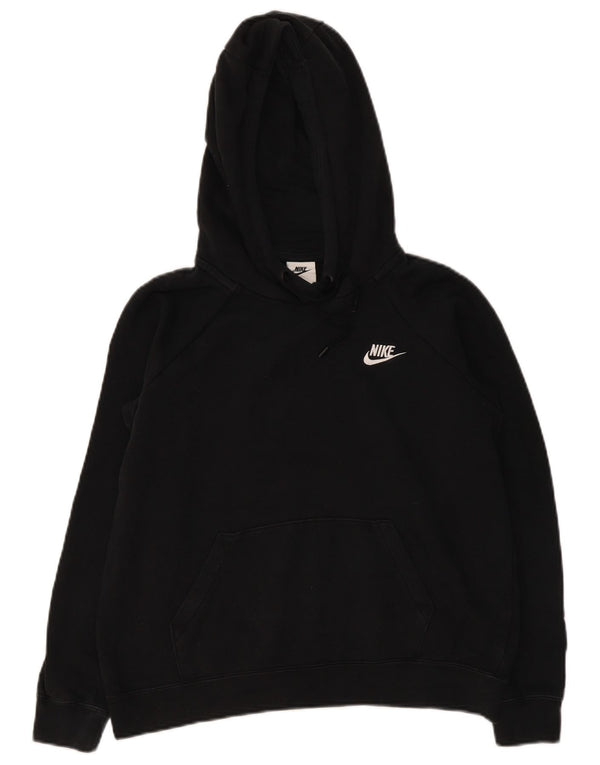 Nike Womens Crop Oversized Hoodie Jumper UK 14 Médio Algodão Preto