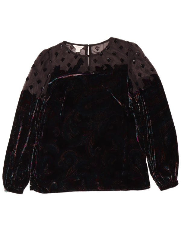 Blusa feminina Monsoon UK 8 pequena verde paisley nylon