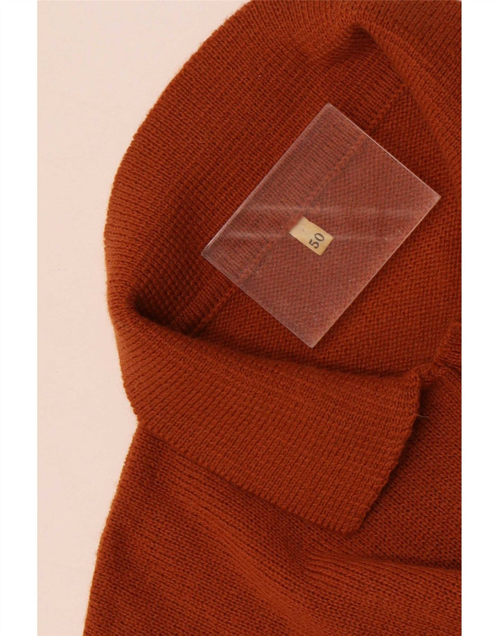 Suéter masculino vintage com gola polo IT 50 listrado marrom médio