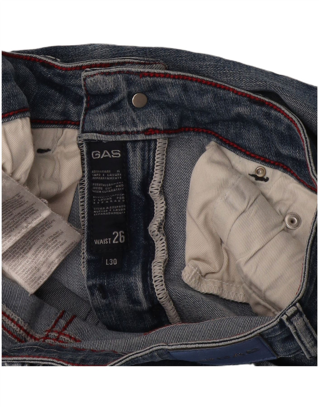 Gas Womens Slim Jeans W26 L30 Azul Algodão