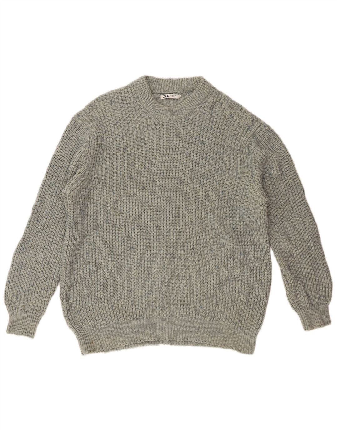 Zara Suéter masculino com gola redonda e acrílico manchado azul médio