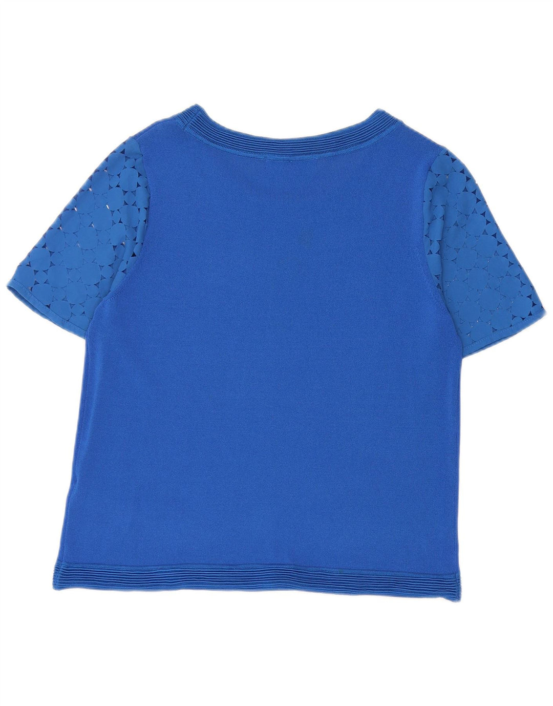 Blusa feminina Marks & Spencer UK 12 viscose geométrica azul médio