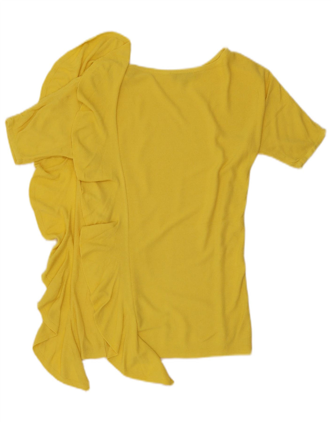 Blusa feminina Laura Ashley com babados na frente Reino Unido 10 pequeno rayon amarelo