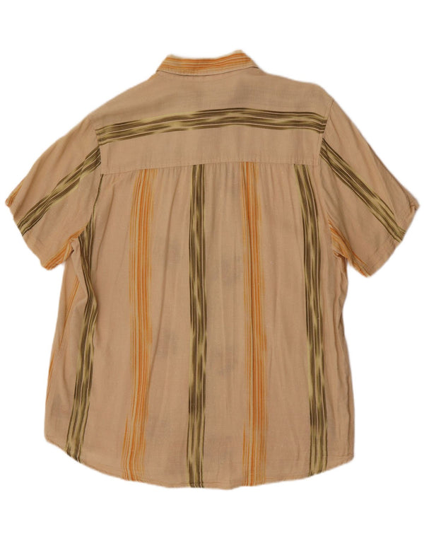 Camisa masculina vintage de manga curta grande bege floral