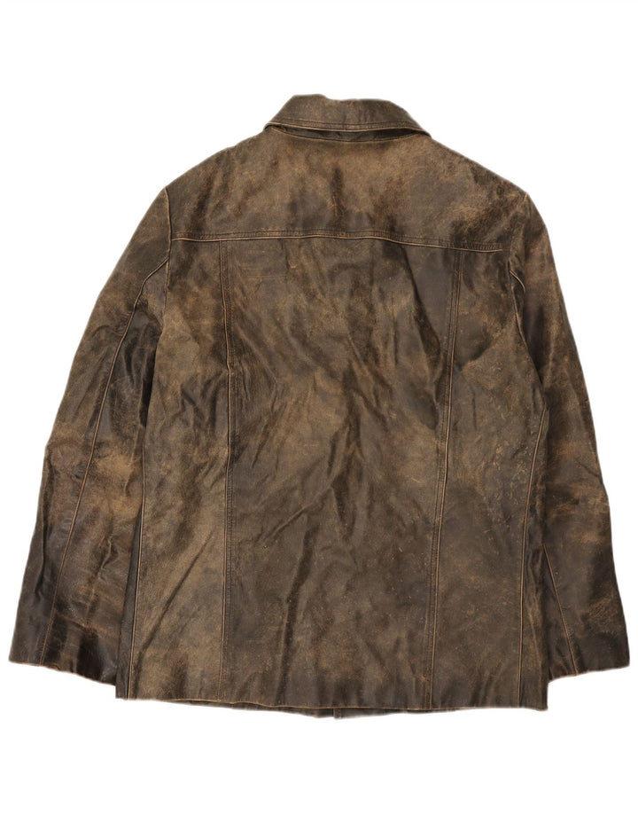 Jaqueta de couro masculina River Island Reino Unido 38 marrom médio