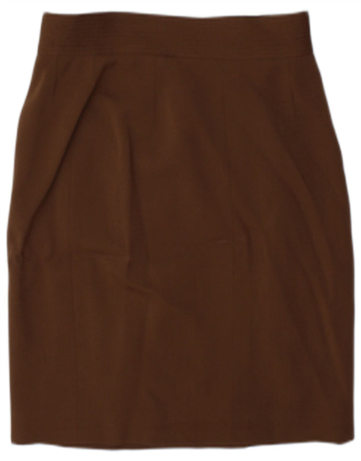 Saia feminina vintage US 8 médio W25 lã marrom