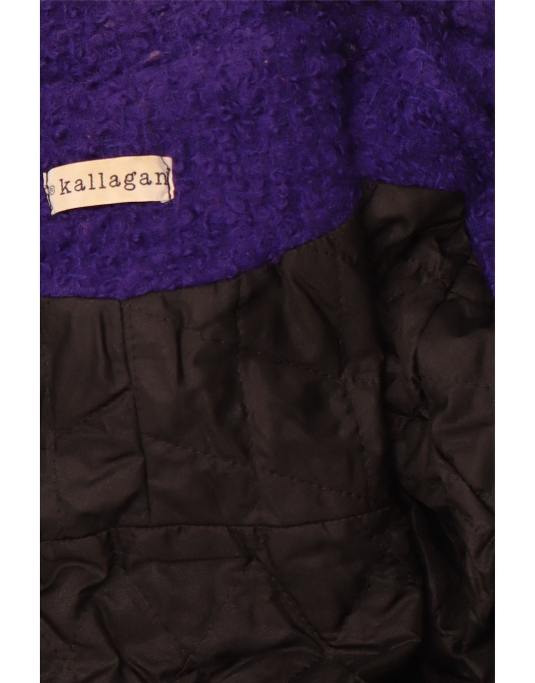 Casaco feminino vintage com peito duplo UK 12 roxo médio