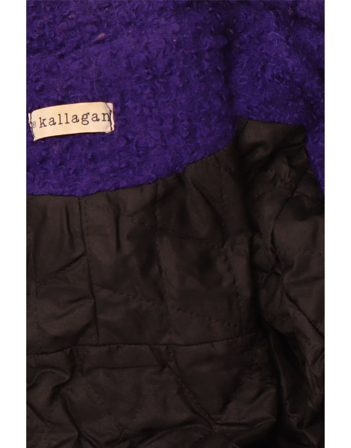Casaco feminino vintage com peito duplo UK 12 roxo médio