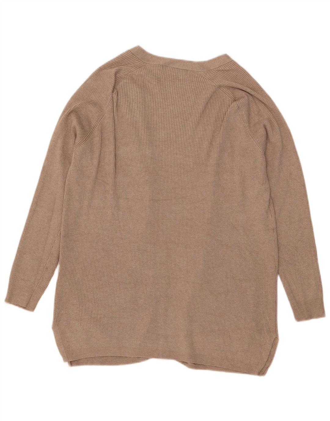 Suéter cardigã aberto feminino Marks & Spencer Reino Unido 14 viscose bege médio