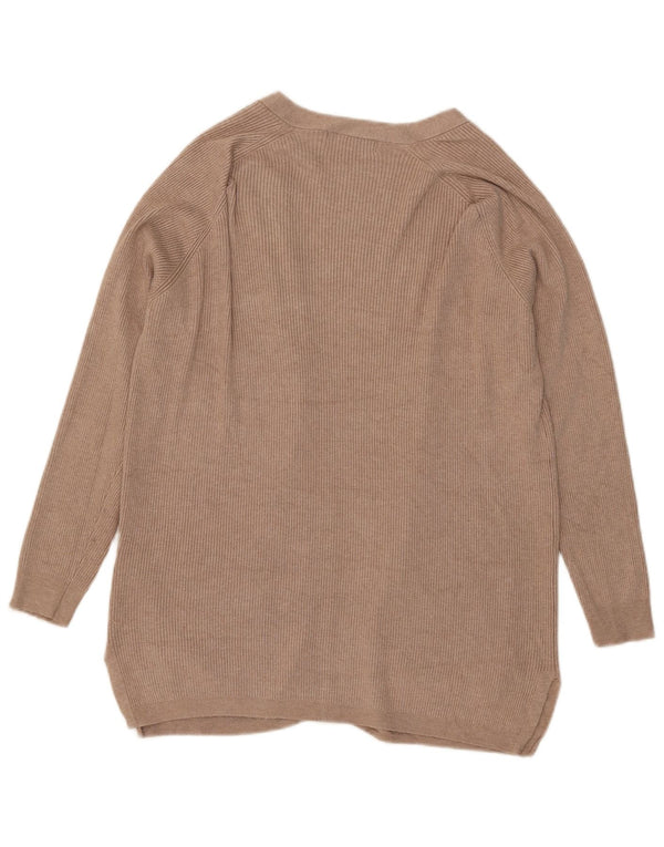 Suéter cardigã aberto feminino Marks & Spencer Reino Unido 14 viscose bege médio