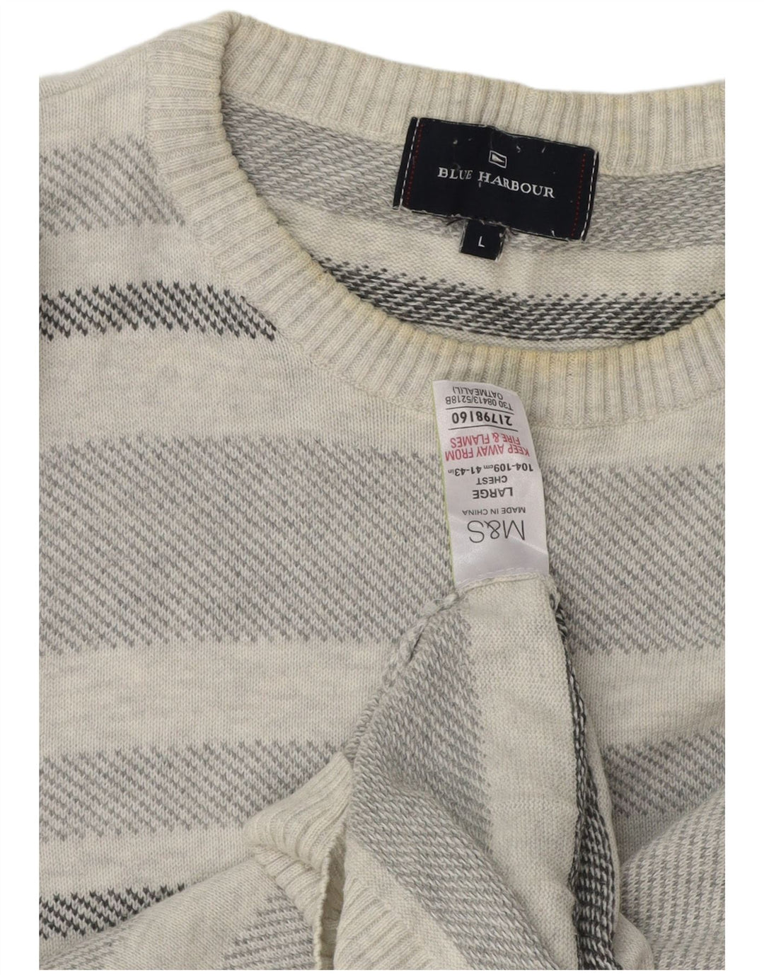 Suéter masculino Marks & Spencer Blue Harbor com gola redonda grande cinza