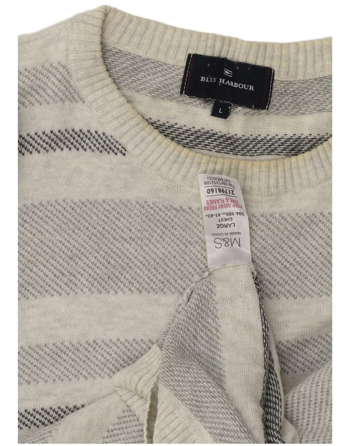 Suéter masculino Marks & Spencer Blue Harbor com gola redonda grande cinza