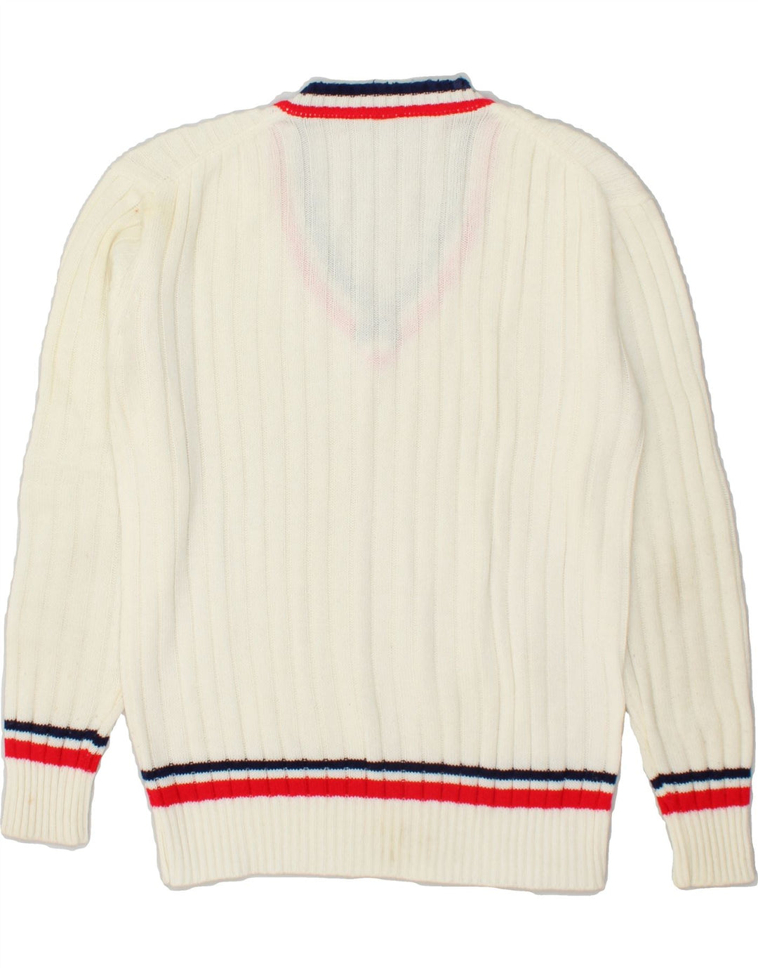 Suéter masculino MAJESTIC com decote em V grande acrílico branco