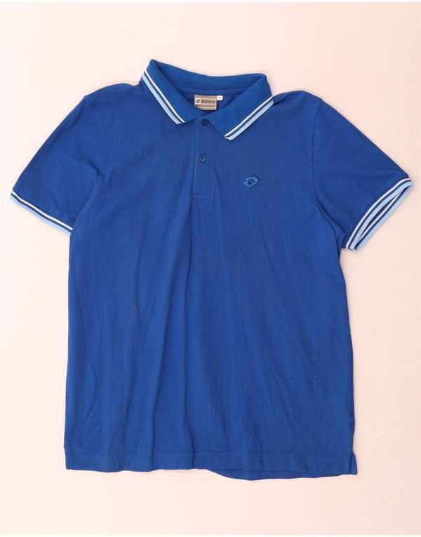 Camisa polo masculina Lotto grande algodão listrado azul