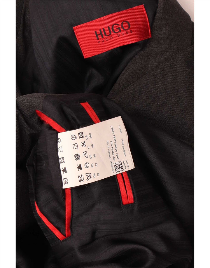 Jaqueta blazer masculina Hugo Boss com 3 botões Reino Unido 50 grande lã preta