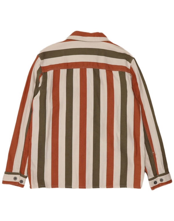 Zara Camisa masculina overshirt grande algodão listrado multicolorido