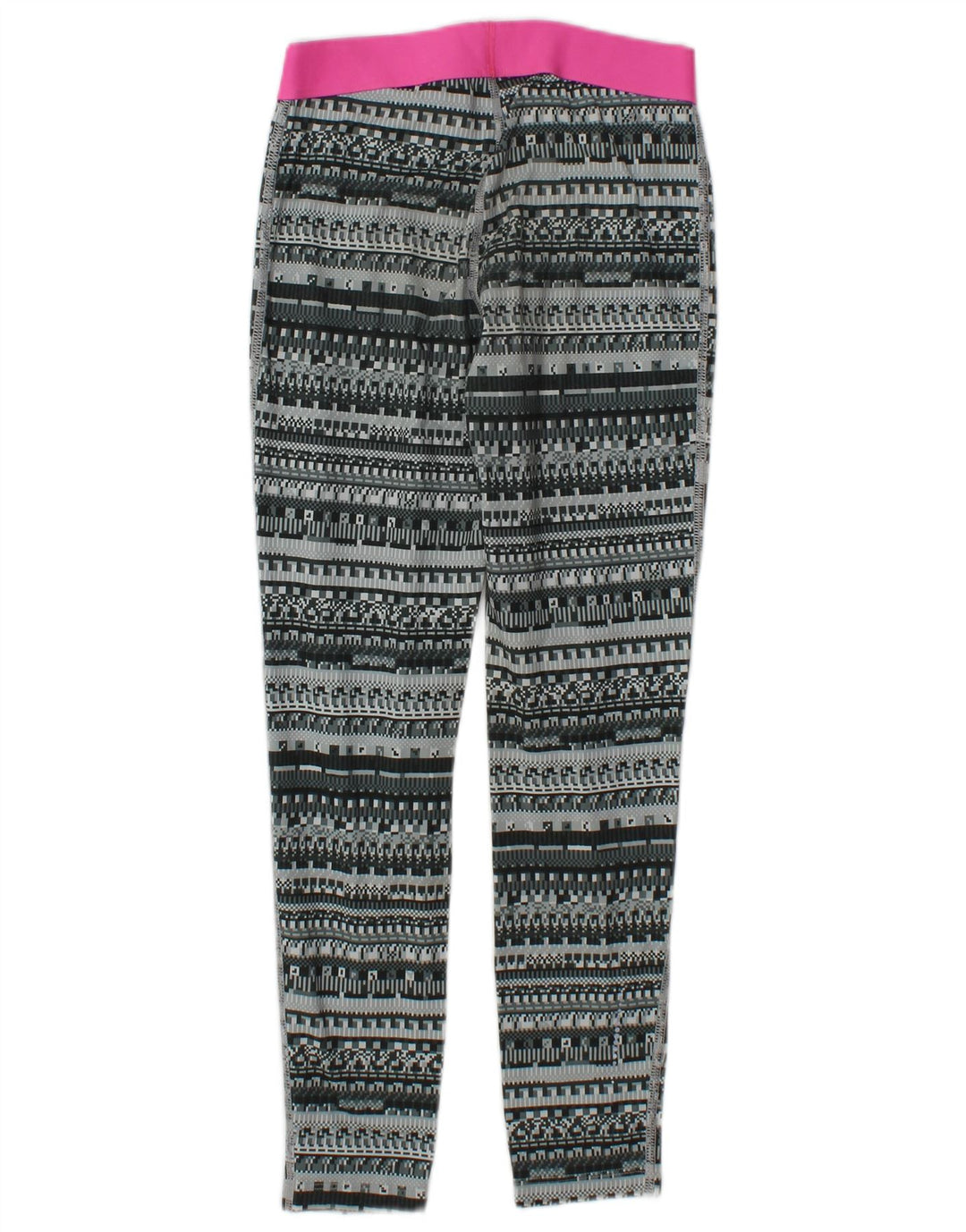 Leggings Nike Femininas Graphic UK 12 Poliéster Geométrico Cinza Médio