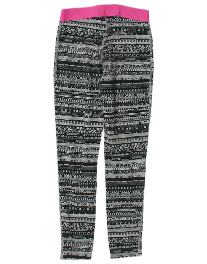 Leggings Nike Femininas Graphic UK 12 Poliéster Geométrico Cinza Médio