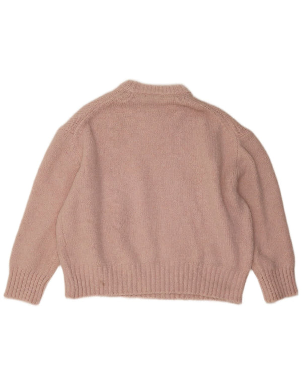 Suéter feminino Zara com gola redonda grande e grande, Reino Unido 16, grande, rosa