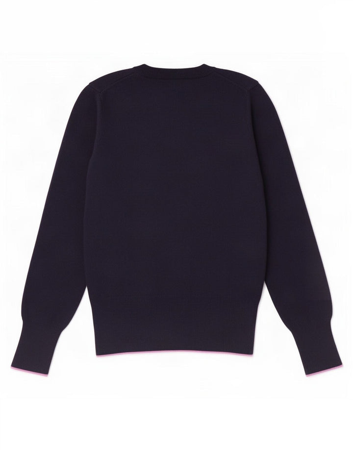 Suéter feminino Fred Perry com decote em V Reino Unido 8 pequeno lã azul marinho
