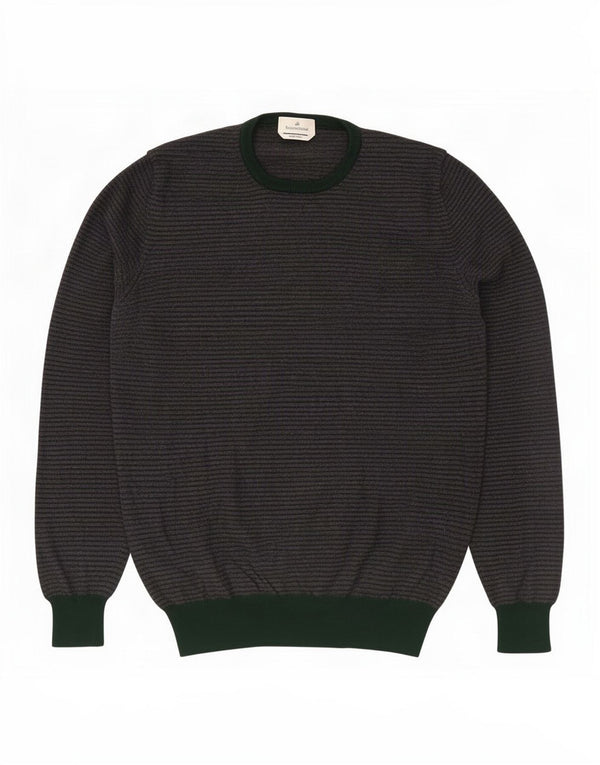 Suéter masculino Brooksfield com gola redonda IT 54 XL cinza risca de giz lã