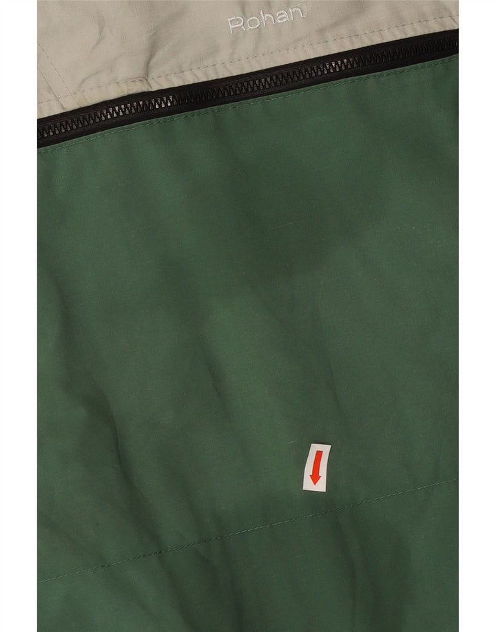 Jaqueta corta-vento masculina ROHAN UK 36 bloco colorido verde pequeno