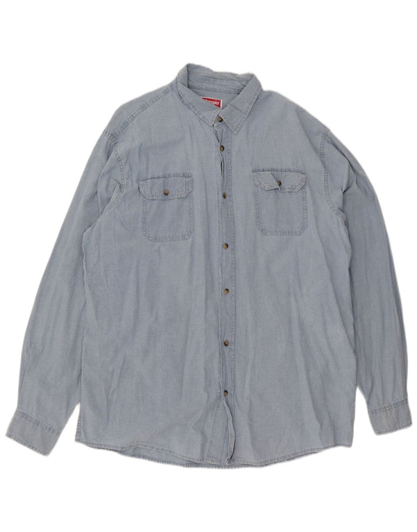 Camisa alta masculina Wrangler XL azul algodão
