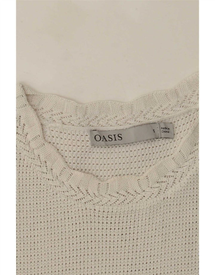 Colete de malha feminino Oasis UK 8 pequeno branco