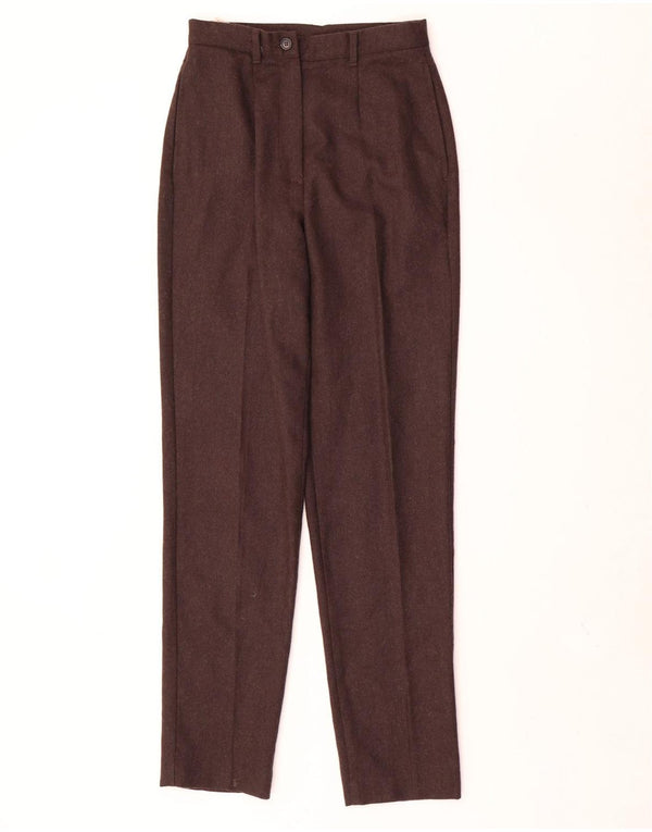 Calça casual feminina de cintura alta Benetton IT 40 pequena W24 L30 marrom