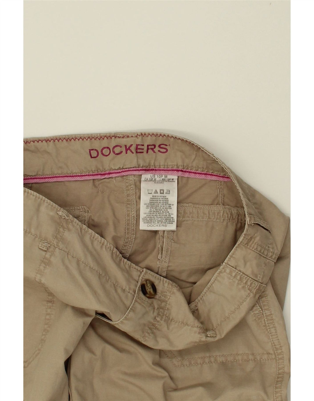 DOCKERS Womens Straight Cargo Trousers US 10 Large W34 L29 Beige Cotton Vintage Dockers and Second-Hand Dockers from Messina Hembry 