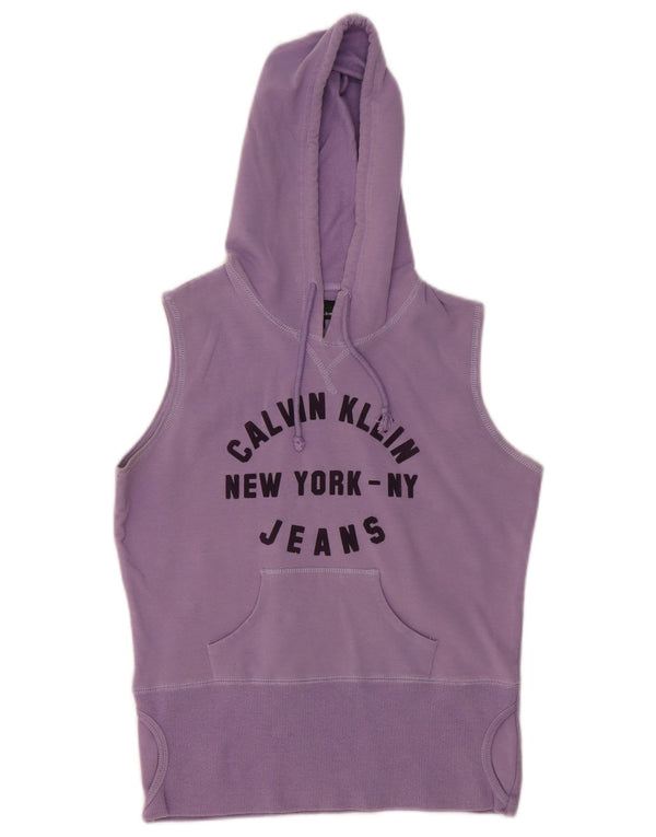 Jumper feminino com capuz gráfico CALVIN KLEIN JEANS Reino Unido 12 médio roxo