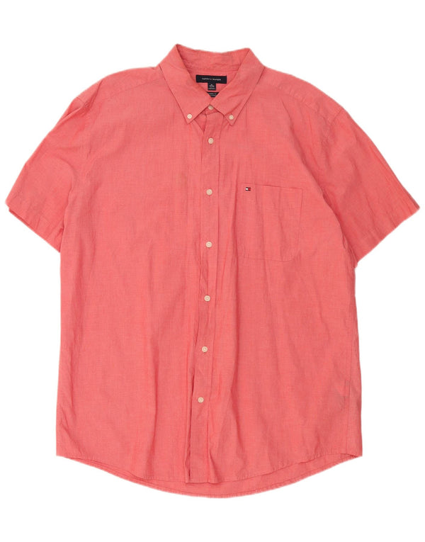Tommy Hilfiger Camisa masculina de manga curta Classic Fit XL algodão vermelho