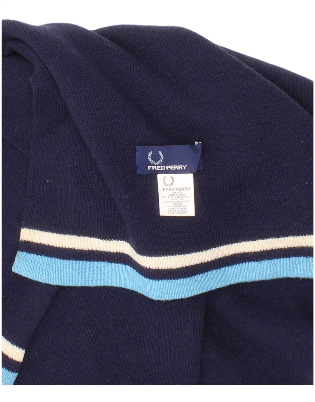 Lenço retangular masculino Fred Perry tamanho único nylon listrado azul marinho