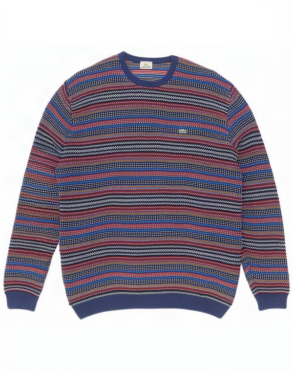Suéter masculino Lacoste com gola redonda tamanho 7 2XL listrado multicolorido