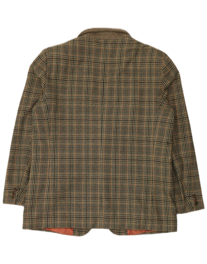 Jaqueta blazer masculina vintage com 2 botões IT 54 2XL lã verde houndstooth