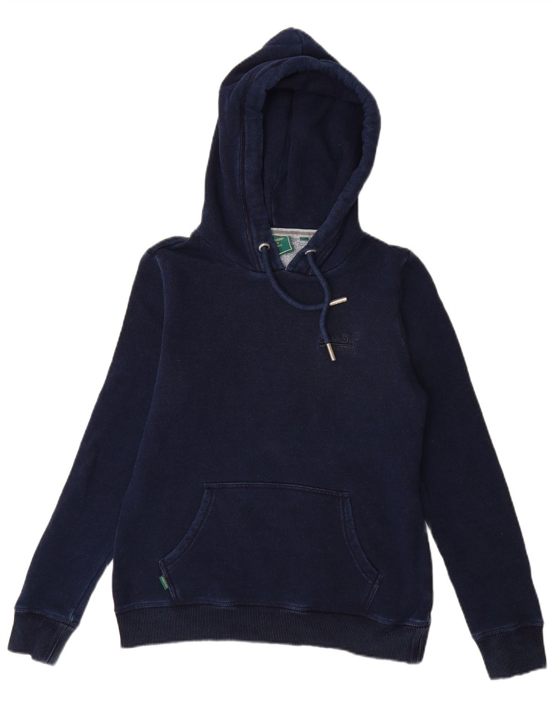 Jumper com capuz feminino SUPERDRY Reino Unido 8 pequeno algodão azul marinho