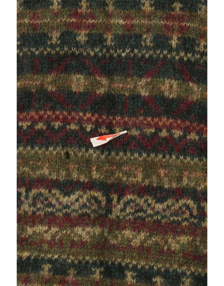 Suéter cardigã masculino vintage médio multicolorido Fair Isle Wool