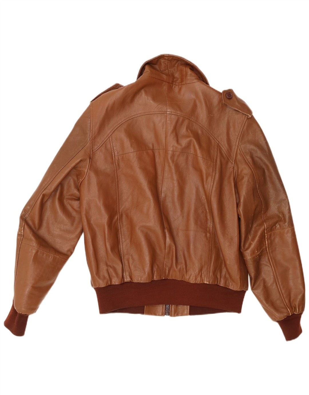 Jaqueta de couro militar masculina VINTAGE Reino Unido 40 grande couro marrom