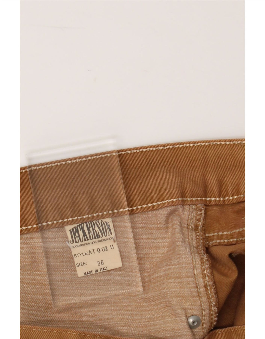 JECKERSON Mens Straight Casual Trousers W36 L33 Brown Cotton Vintage Jeckerson and Second-Hand Jeckerson from Messina Hembry 