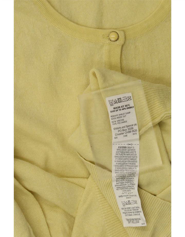 Suéter cardigã feminino Marks & Spencer Reino Unido 8 viscose amarela pequena