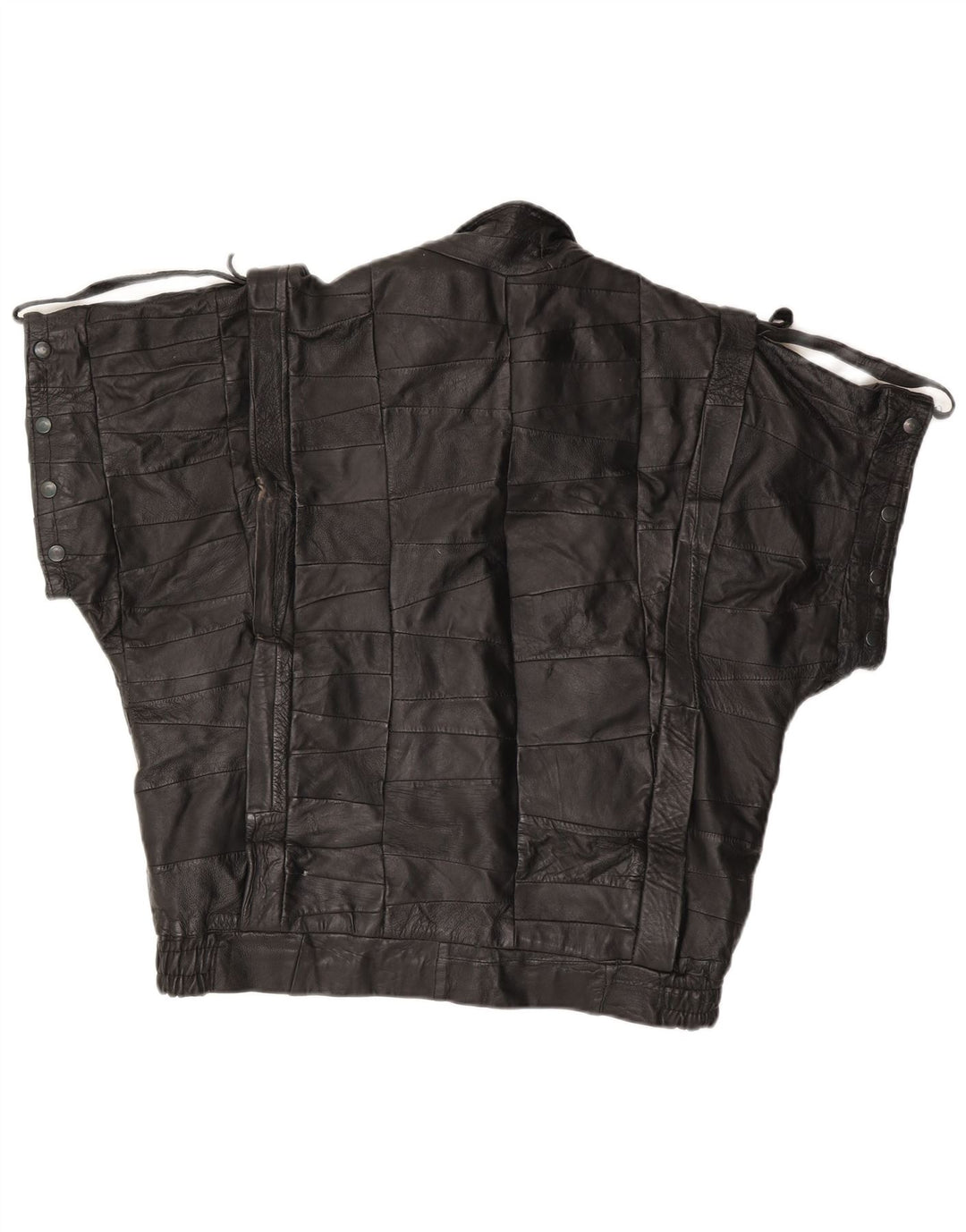 Jaqueta de couro masculina vintage de manga curta UK 40 grande preta