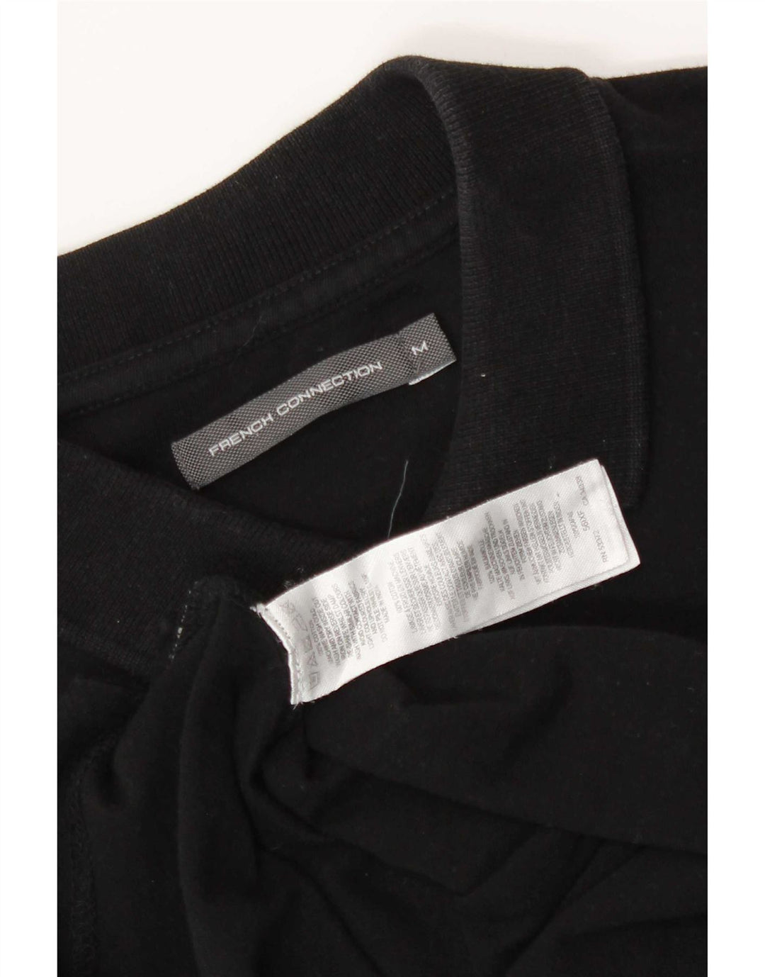 Camisa polo masculina de manga comprida French Connection algodão preto médio