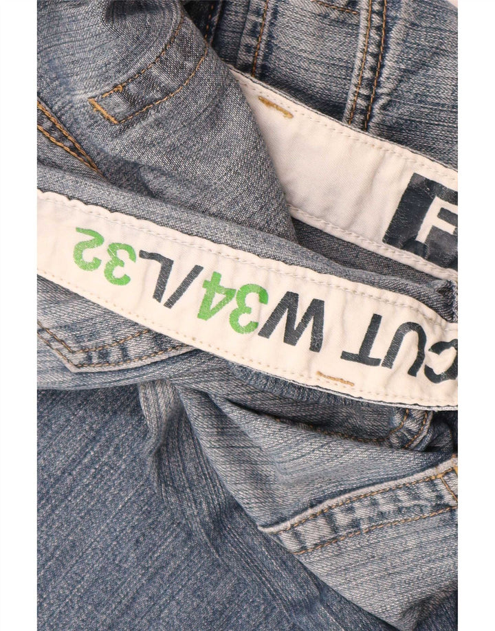 Fcuk Mens Bootcut Jeans W34 L32 Azul Algodão