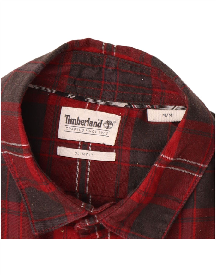 Camisa masculina de flanela Slim Fit Timberland de algodão xadrez vermelho médio