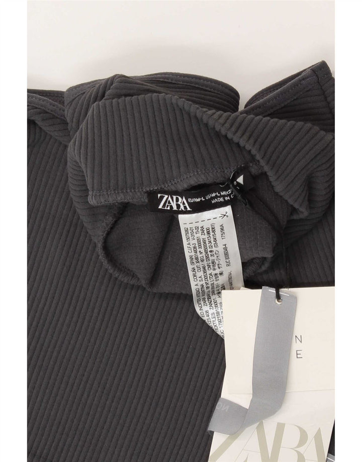 Zara Womens Crop Vest Top UK 12 Poliamida Cinza Médio